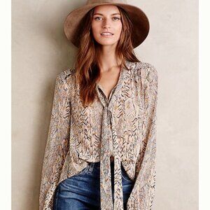 Meadow Rue Beige Patterned Blouse